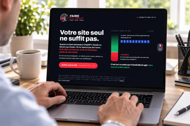 Un ordenador abierto en el sitio web FaireDuBruit.